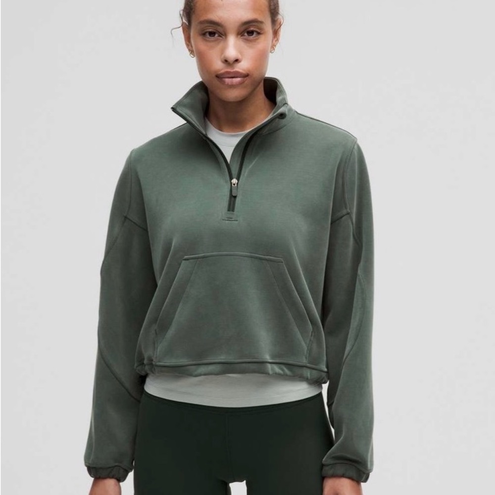 Lululemon Brushed Softstreme Half Zip — Rainforest Green